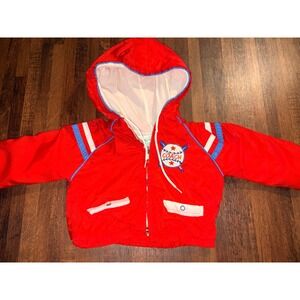 Vintage Tiny Tots Original Kids Red Baseball Coach‎ Windbreaker Jacket Size 12M